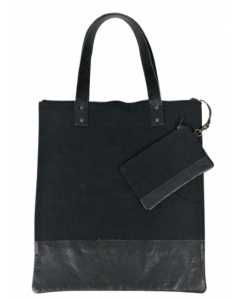 Black canvas and leather bag 