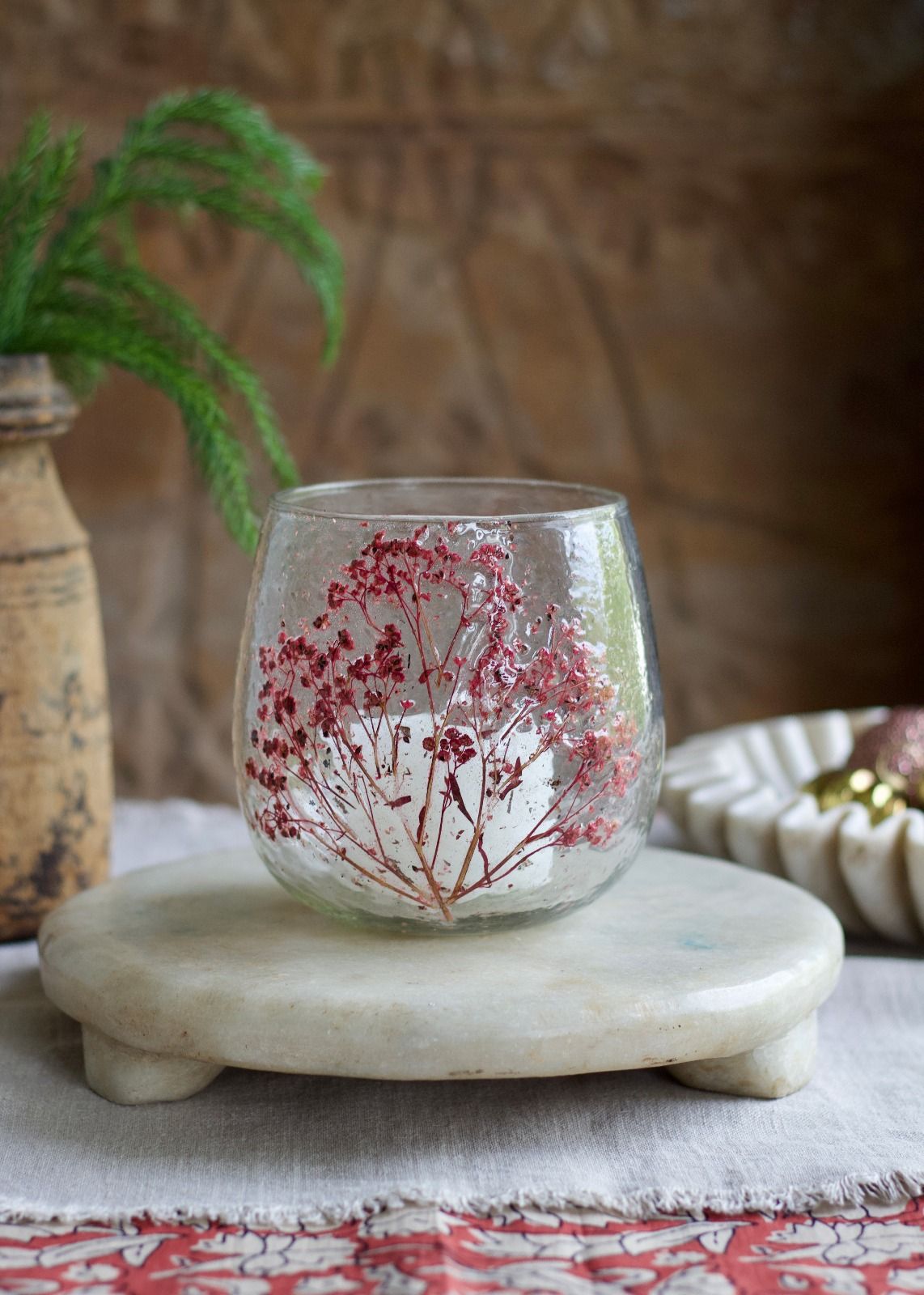 Waxinelichthouder fleur rouge 