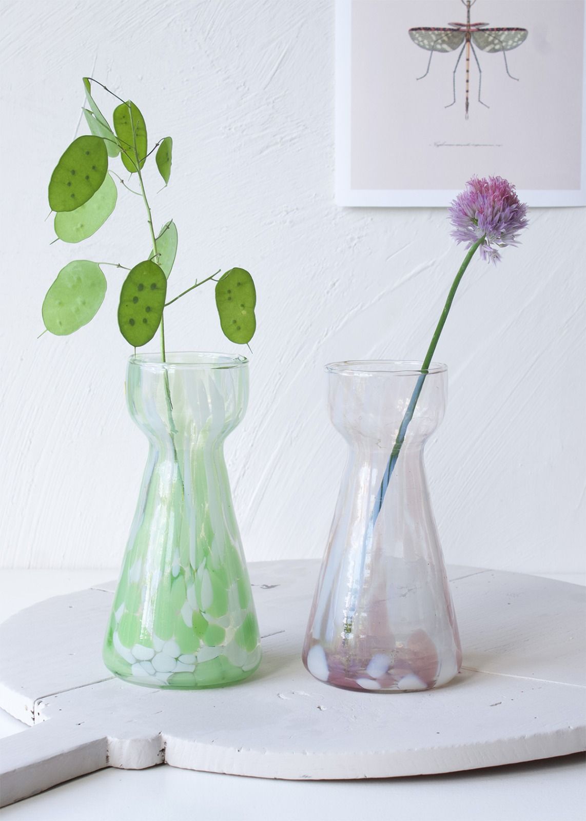 Hyacinth vase mint green speckeld