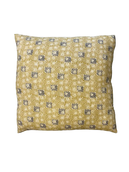 Cushion blockprint yellow