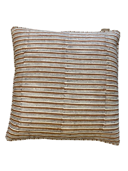 Blockprint cushion brown