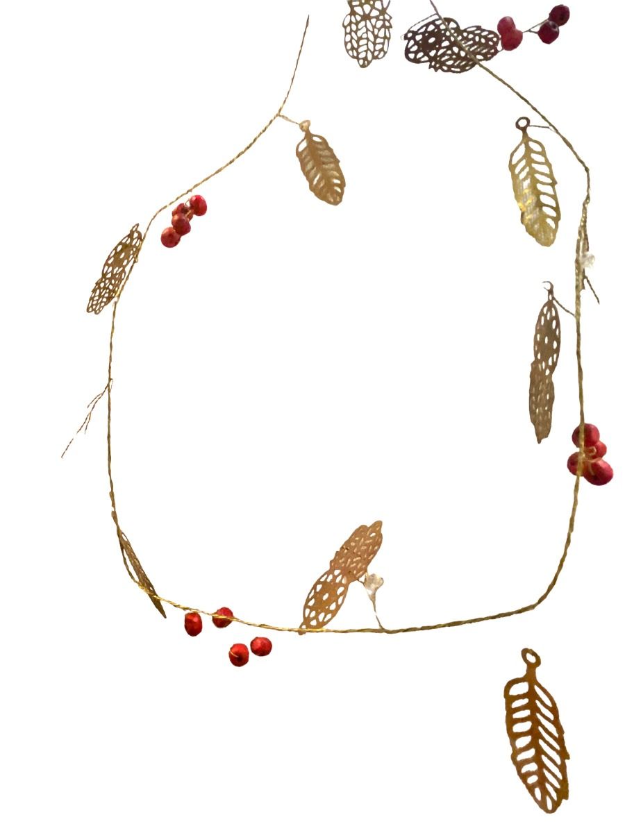 Gold colored garland red berries