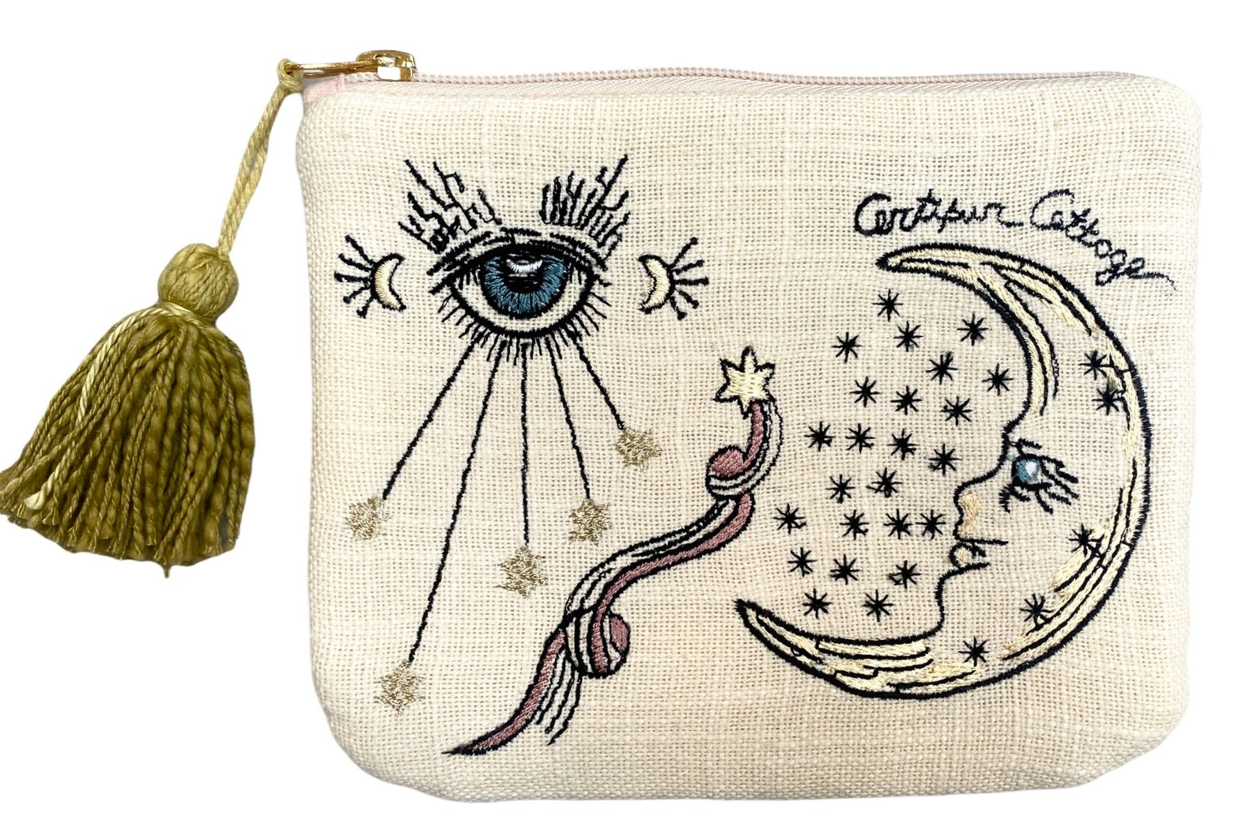 Pouch with eye-moon print