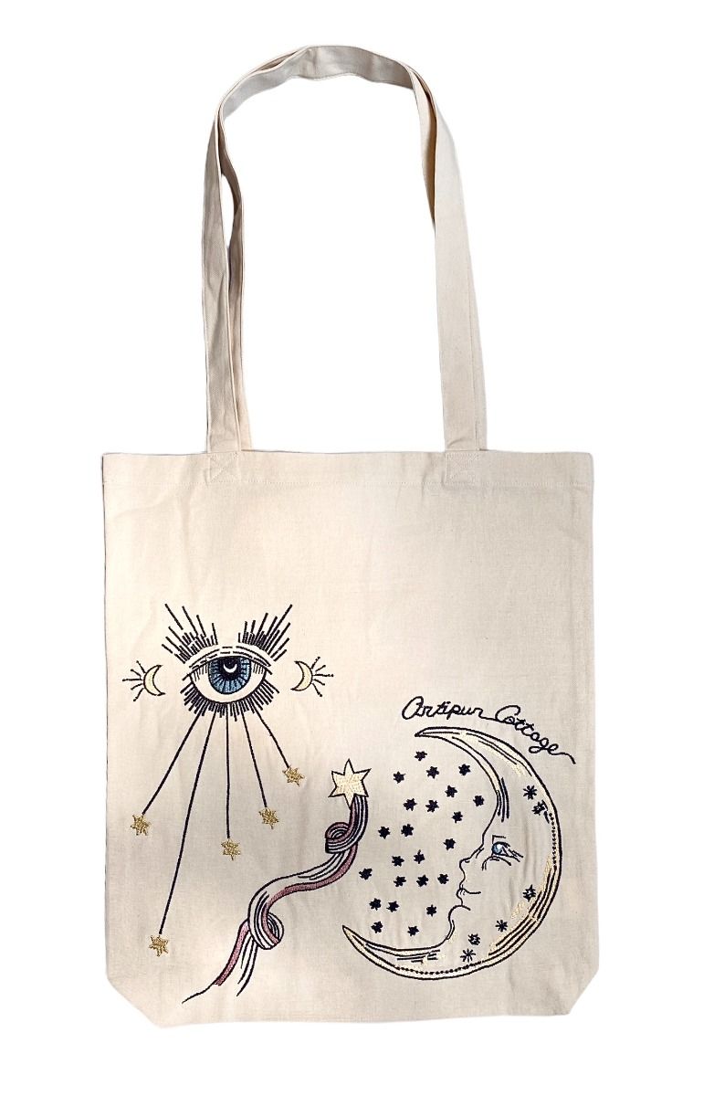 Tote bag with eye-moon print