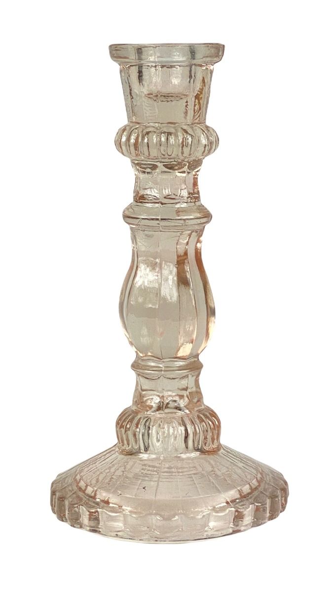 Candleholder pink glass