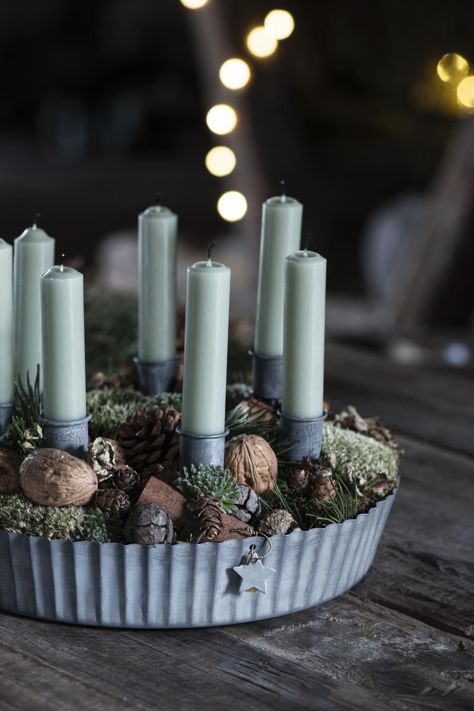 Korte kaarsjes zacht groen - 6 stuks