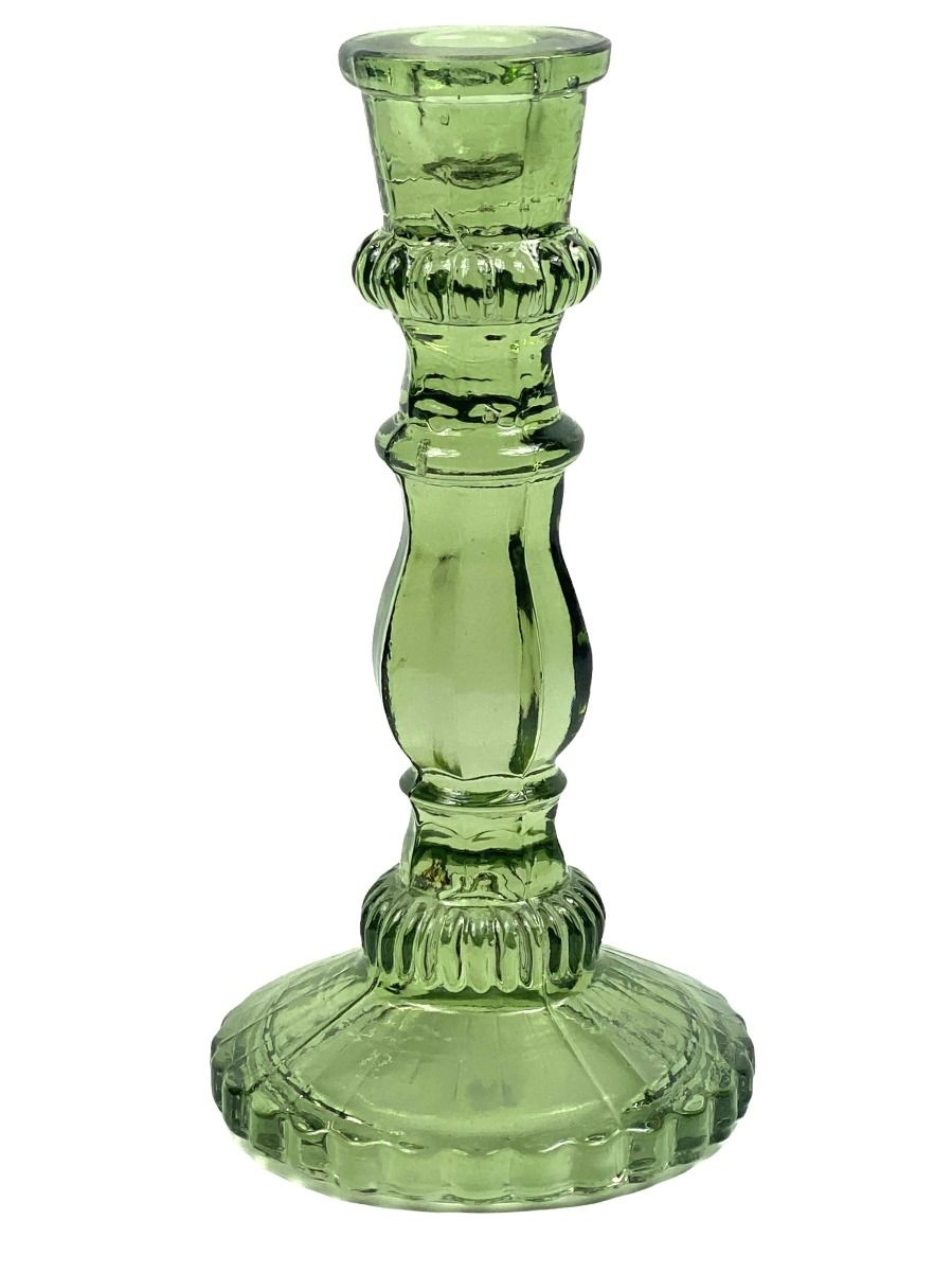 Candleholder green glass