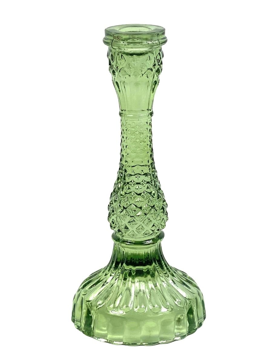 Candleholder green glass M