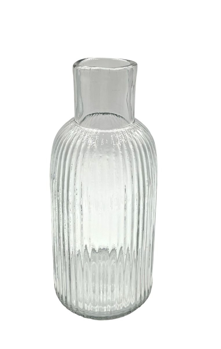 Vase ribbed glass