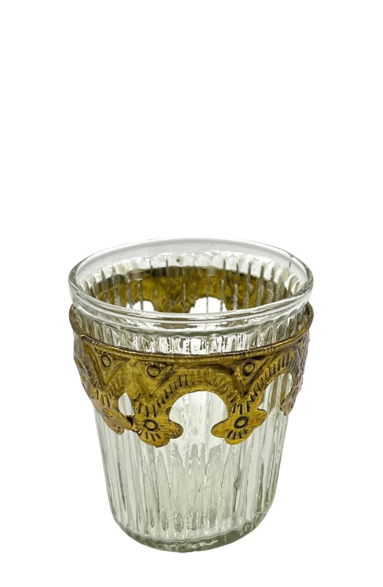 Tealightholder transparent ribbed glass