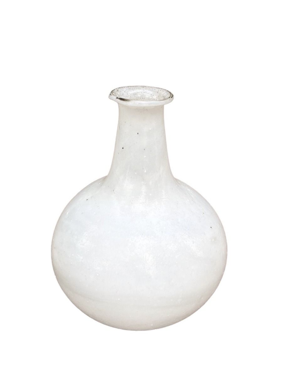 Vase recycled glass opaline white