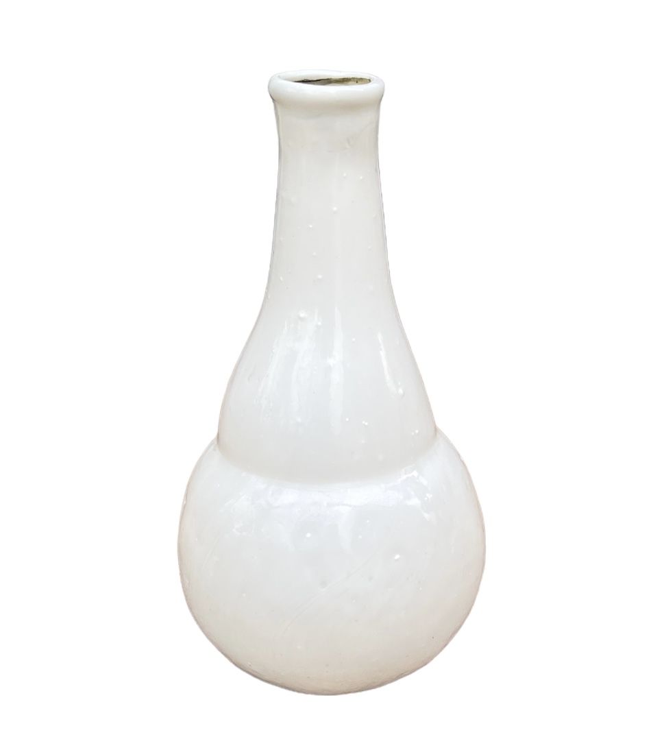 Vase recycled glass opaline white