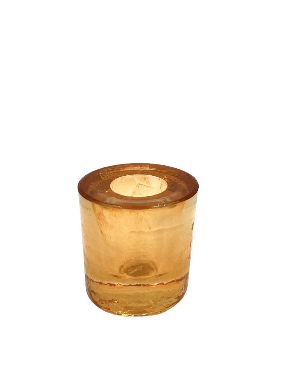 Kaarsenhouder oranje glas