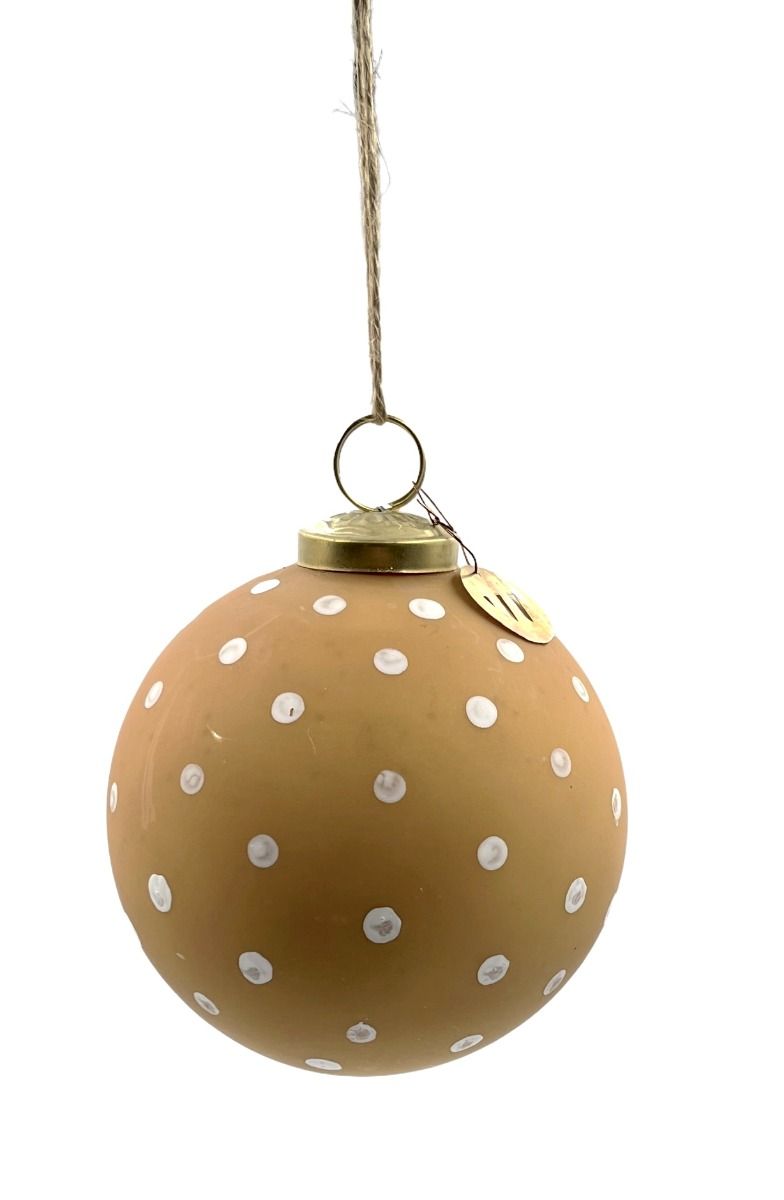 Christmas bauble gold white dots