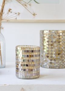 Waxinelichthouder goud mozaïek