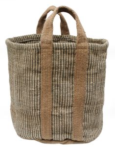 Jute basket thin stripes
