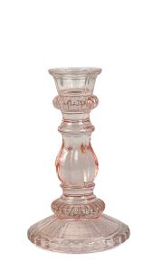 Glazen kandelaar licht roze