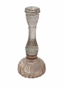 Kandelaar roze glas