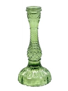 Glazen kandelaar olijf-groen