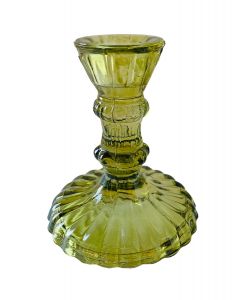 Glazen kandelaar olijf-groen
