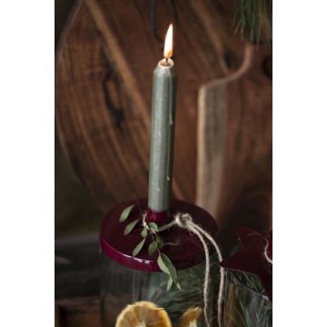 Rustic candle forest green 6 pcs
