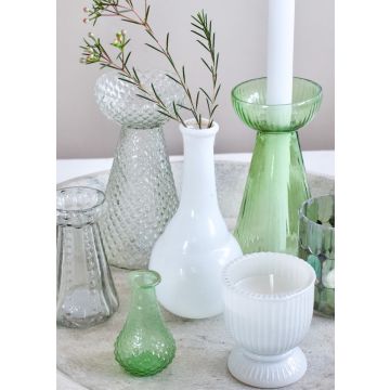 Vase recycled glass opaline white