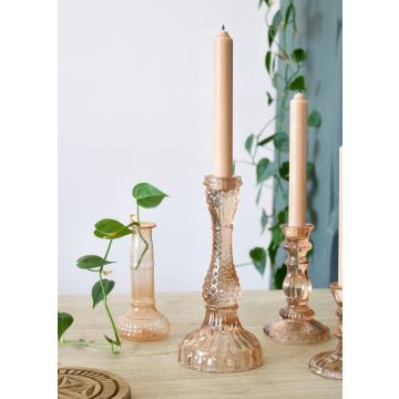 Candleholder glass cinna-peach M