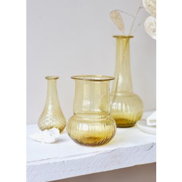 Vase amber yellow recycled glass