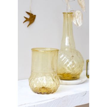 Vase amber yellow recycled glass 
