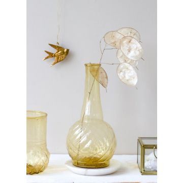 Vase amber yellow recycled glass