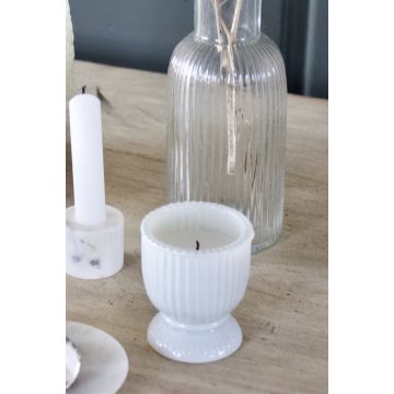 Waxinelichthouder opaline glas inclusief kaars