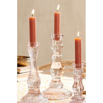 Candleholder pink glass