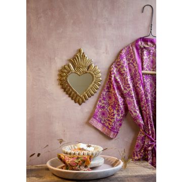 Heart mirror brass