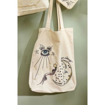 Tote bag with eye-moon print