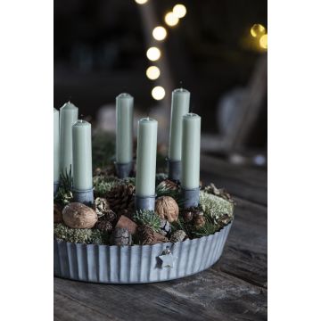 Small candles dusty green 6 pcs 